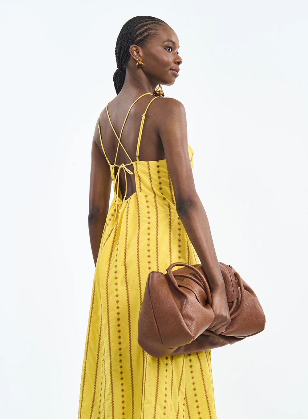 Vestido Midi Com Estampa E Amarração Estampados