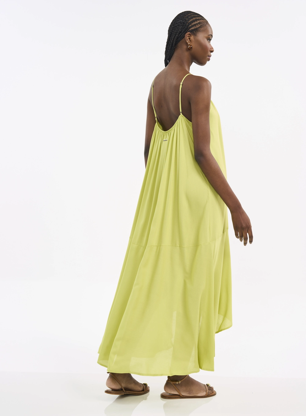 Vestido Midi Assimétrico Com Pedrarias Verde