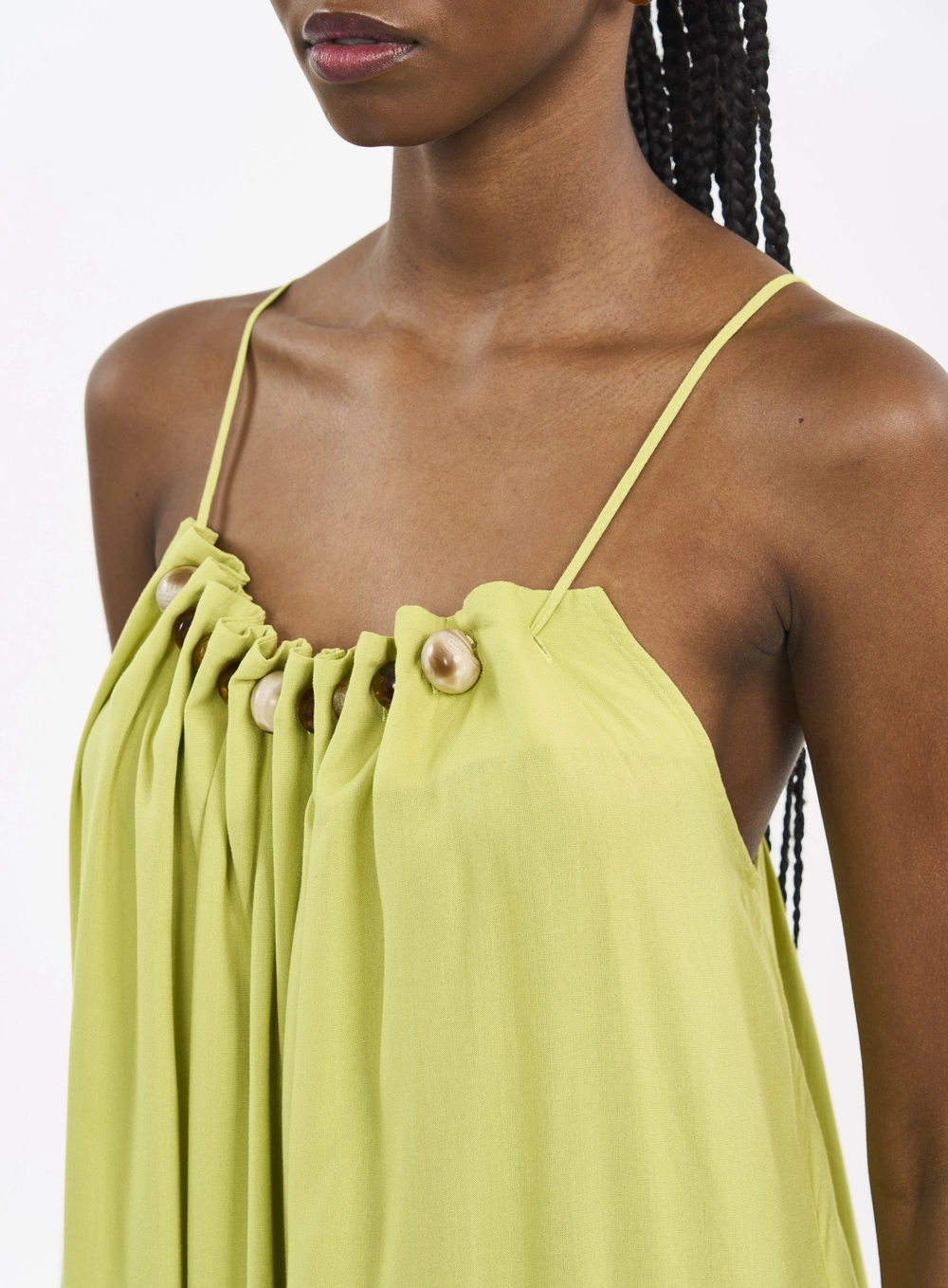 Vestido Midi Assimétrico Com Pedrarias Verde