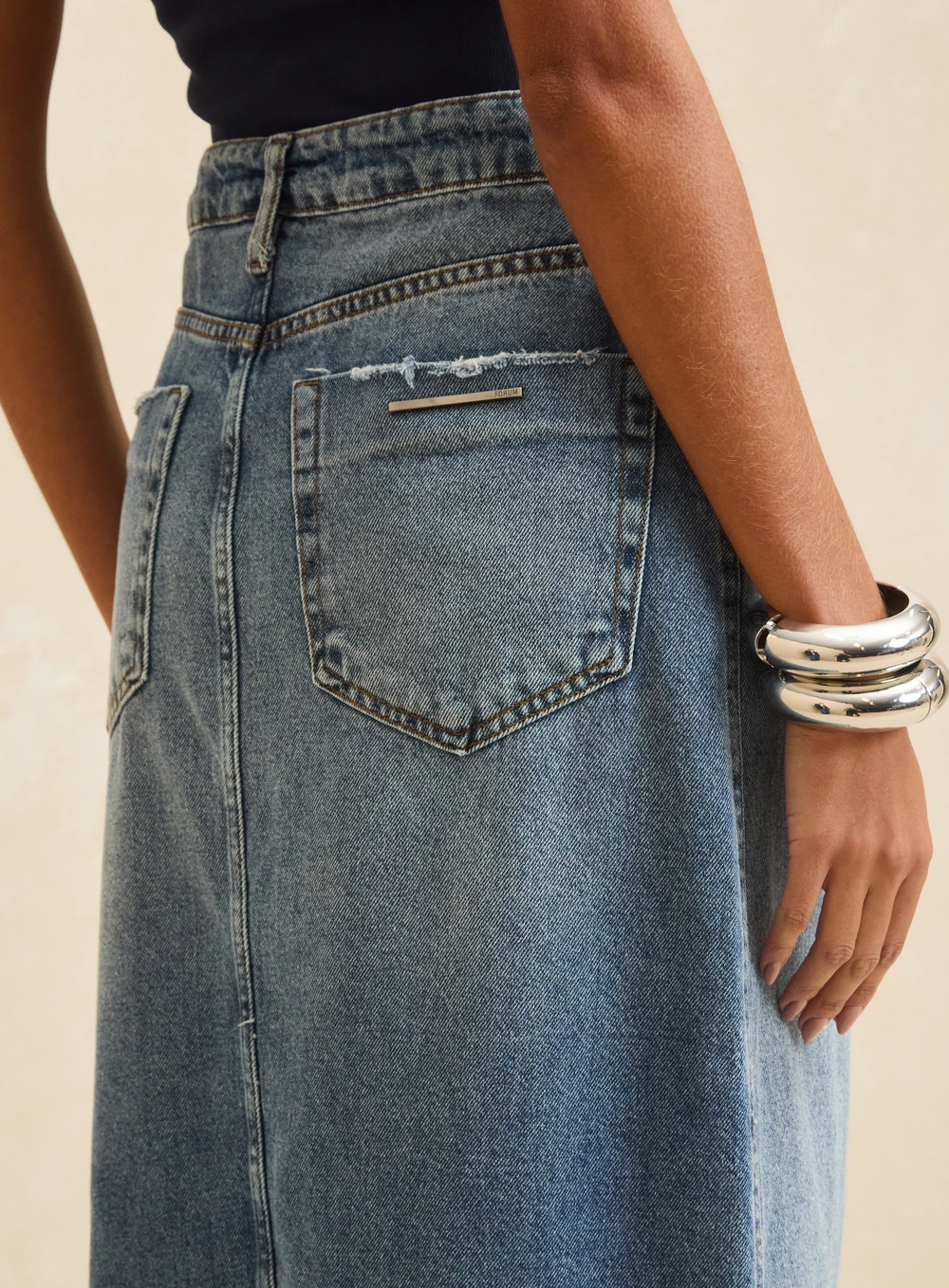 Saia Jeans Midi Índigo 4