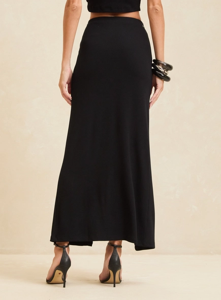 Saia Maxi Midi Com Fenda Com Detalhe Metal