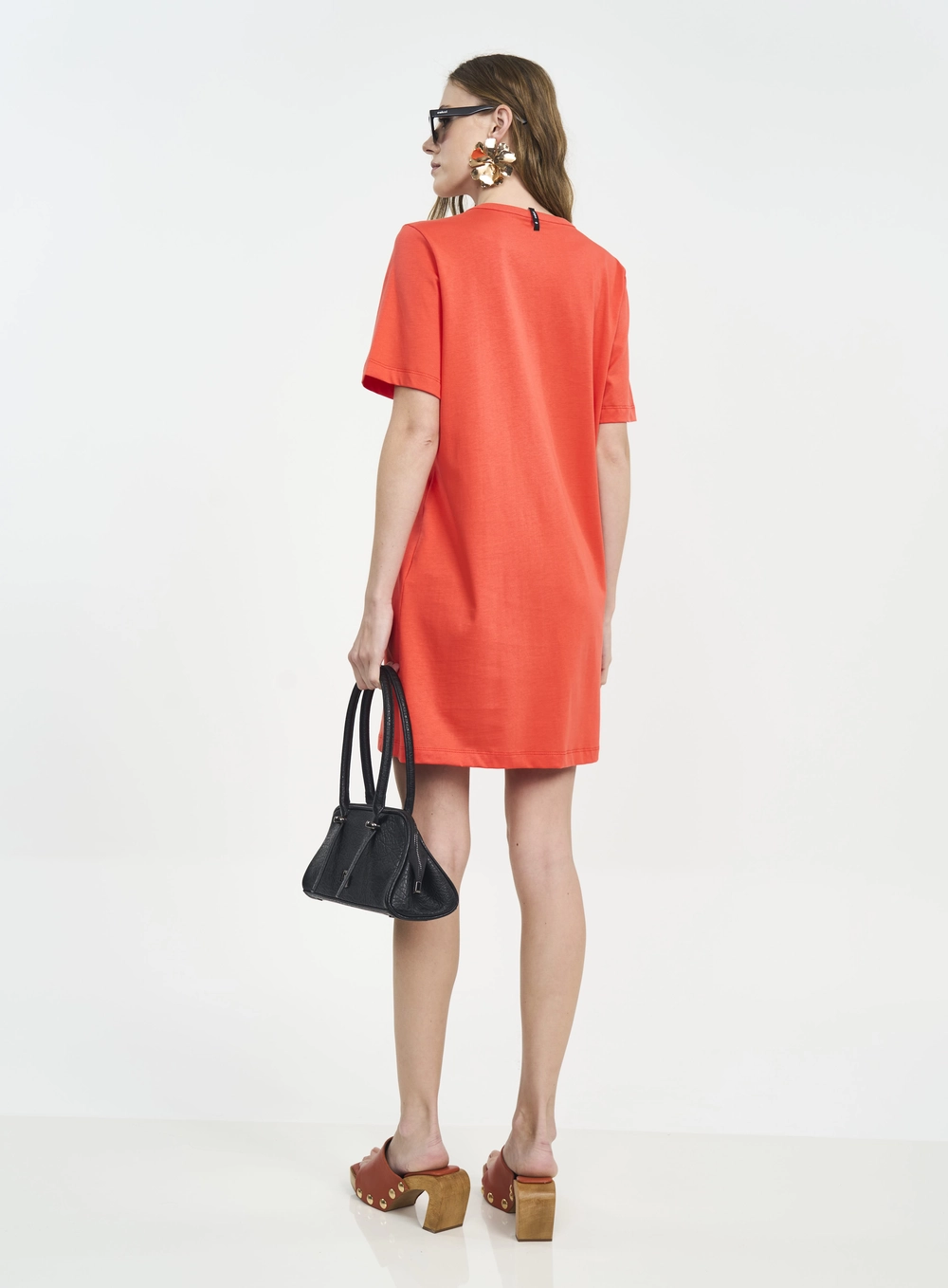 Vestido Curto Com Estampa Laranja