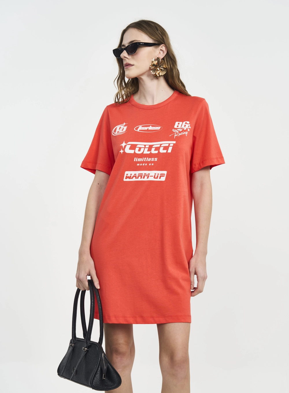 Vestido Curto Com Estampa Laranja