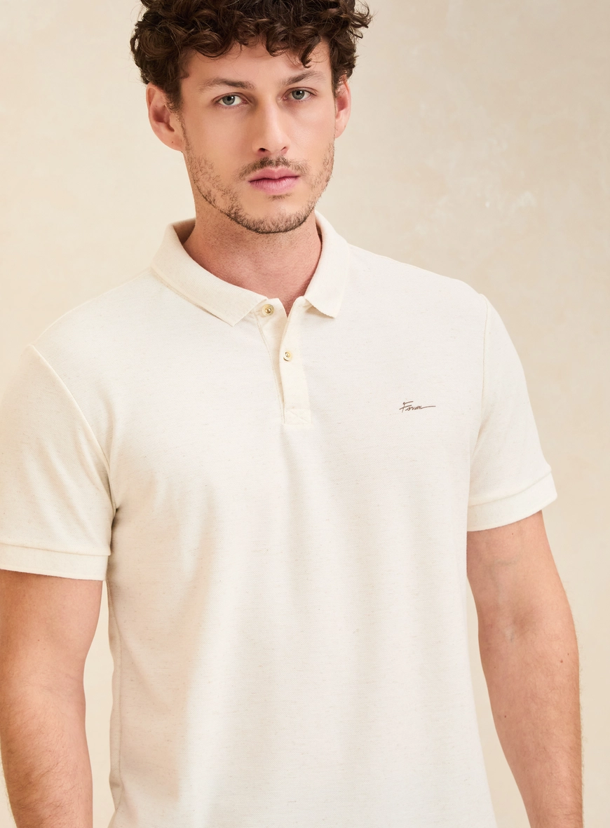 Polo Masculina Muscle Com Friso Gola Jacquard Off Shell 4
