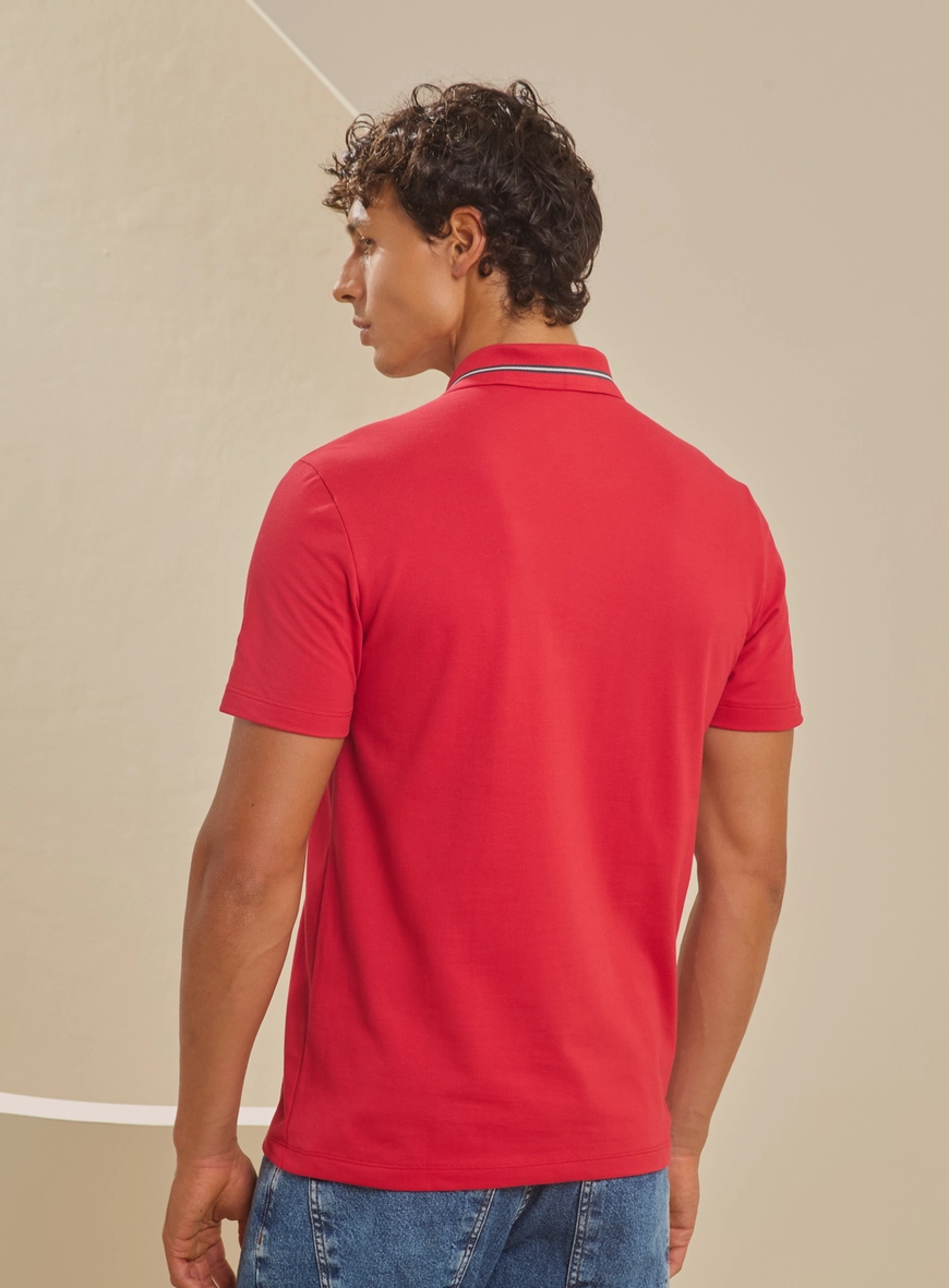 Polo Muscle Masculina Com Frisos Vermelho