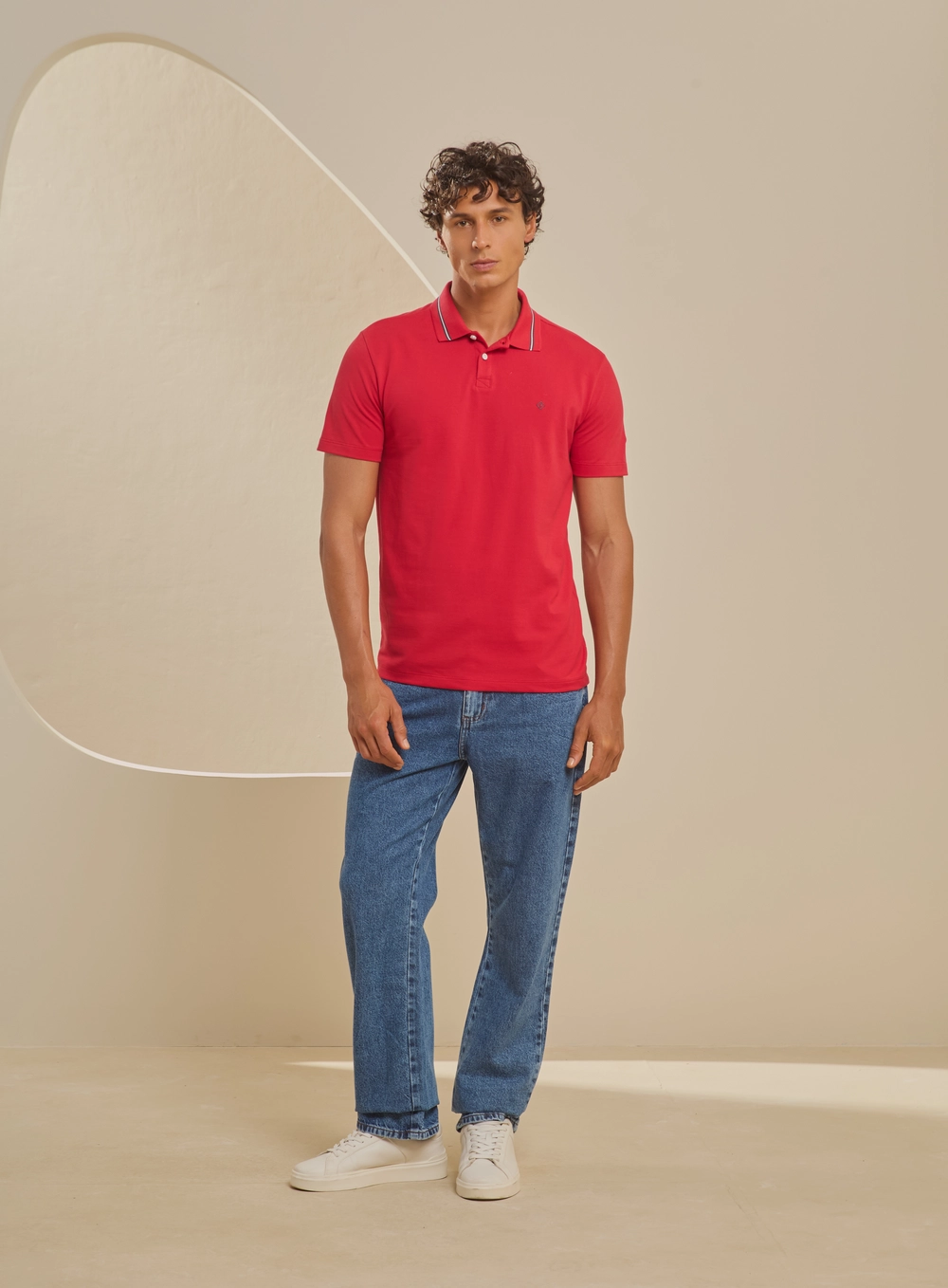Polo Muscle Masculina Com Frisos Vermelho 4