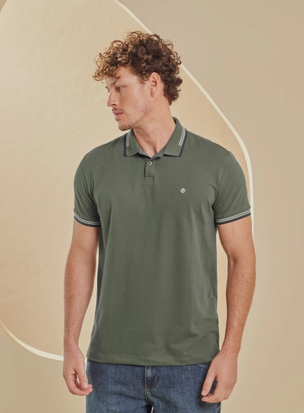 Polo Masculina Muscle Com Contraste