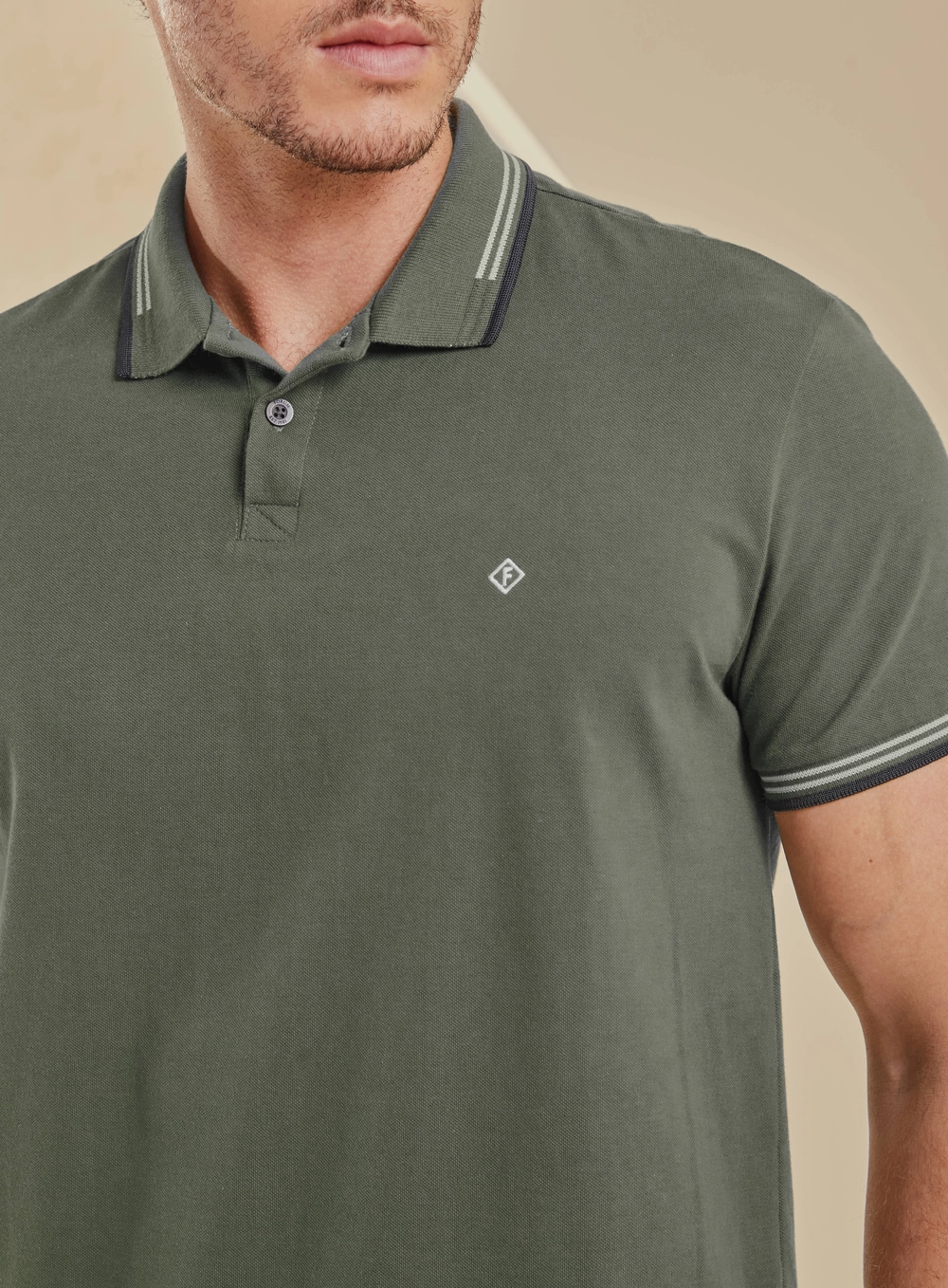 Polo Masculina Muscle Com Contraste Verde 3