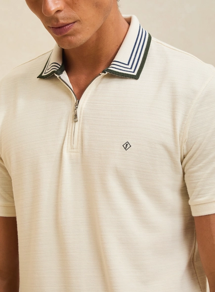 Polo Masculina Muscle Piquet Jacquard Com Frisos