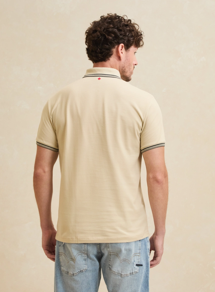 Polo Masculina Muscle Piquet Bege 2