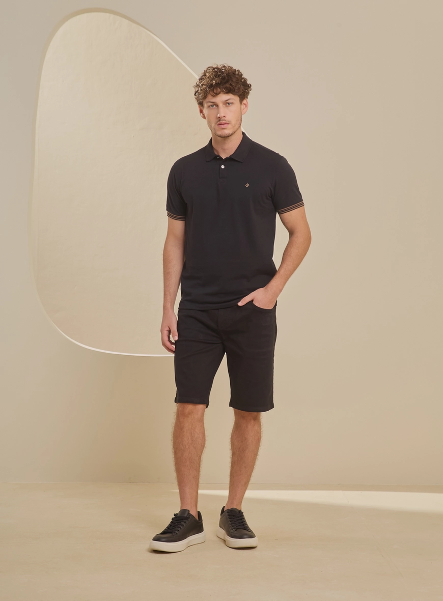 Polo Masculina Muscle Com Bordado Preto