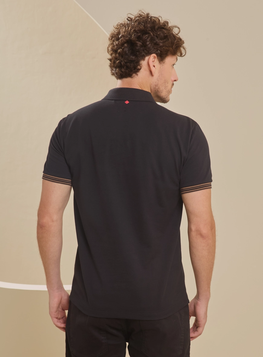 Polo Masculina Muscle Com Bordado Preto