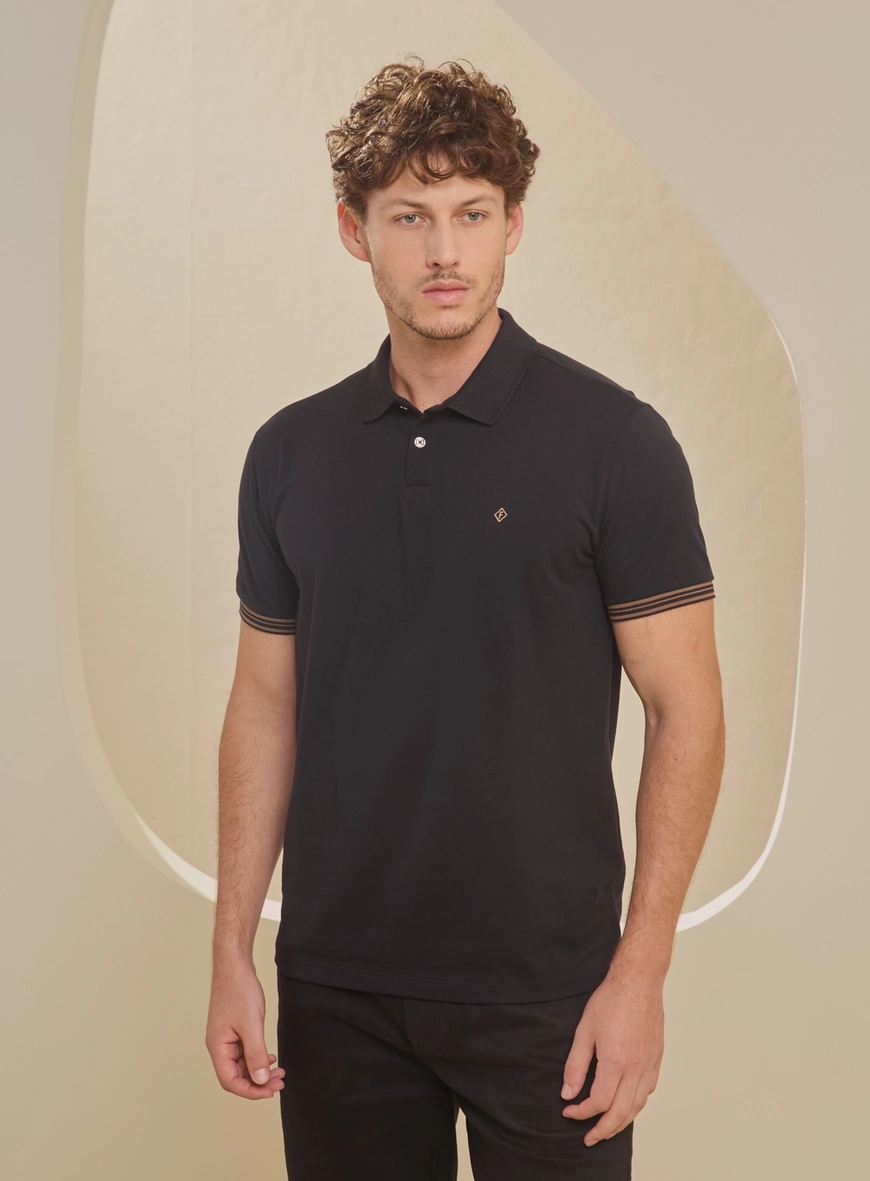 Polo Masculina Muscle Com Bordado Preto