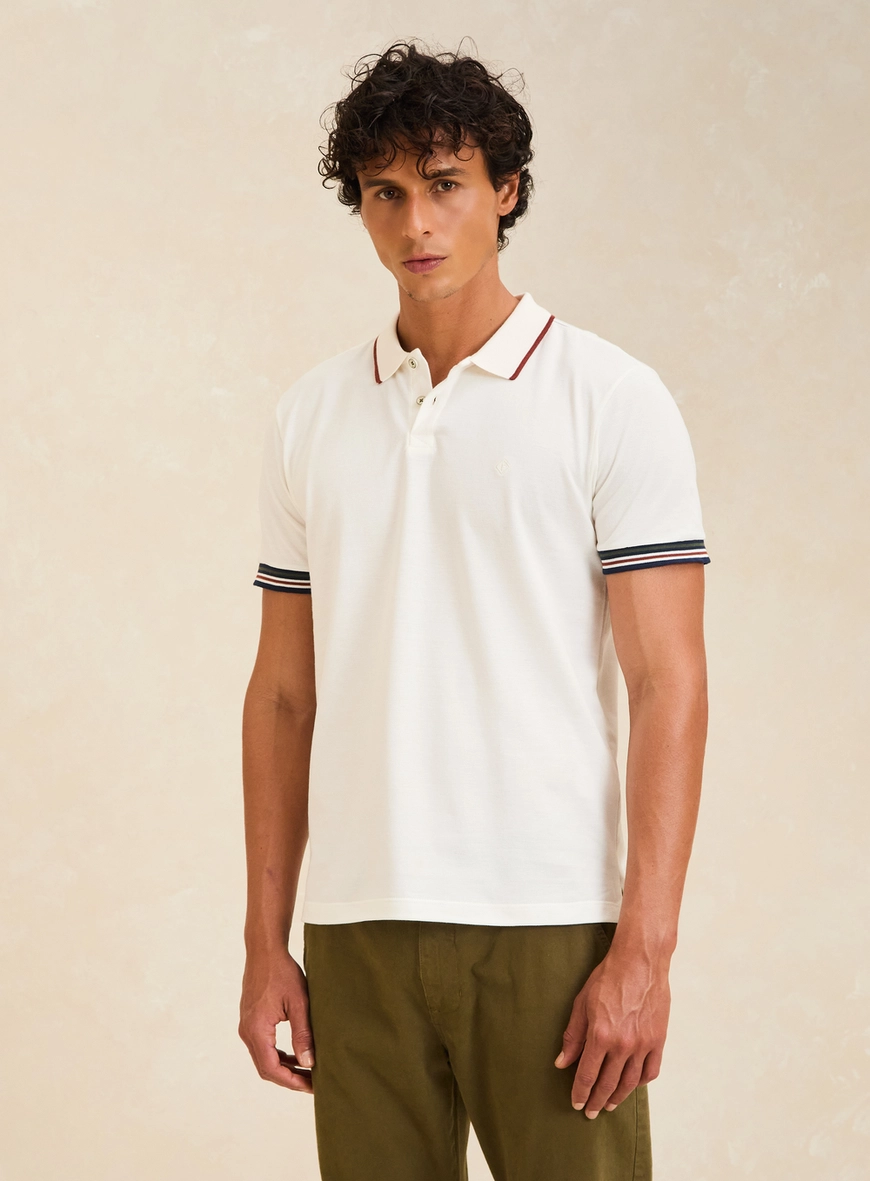 Polo Muscle Masculina Friso Contrastante Off Shell