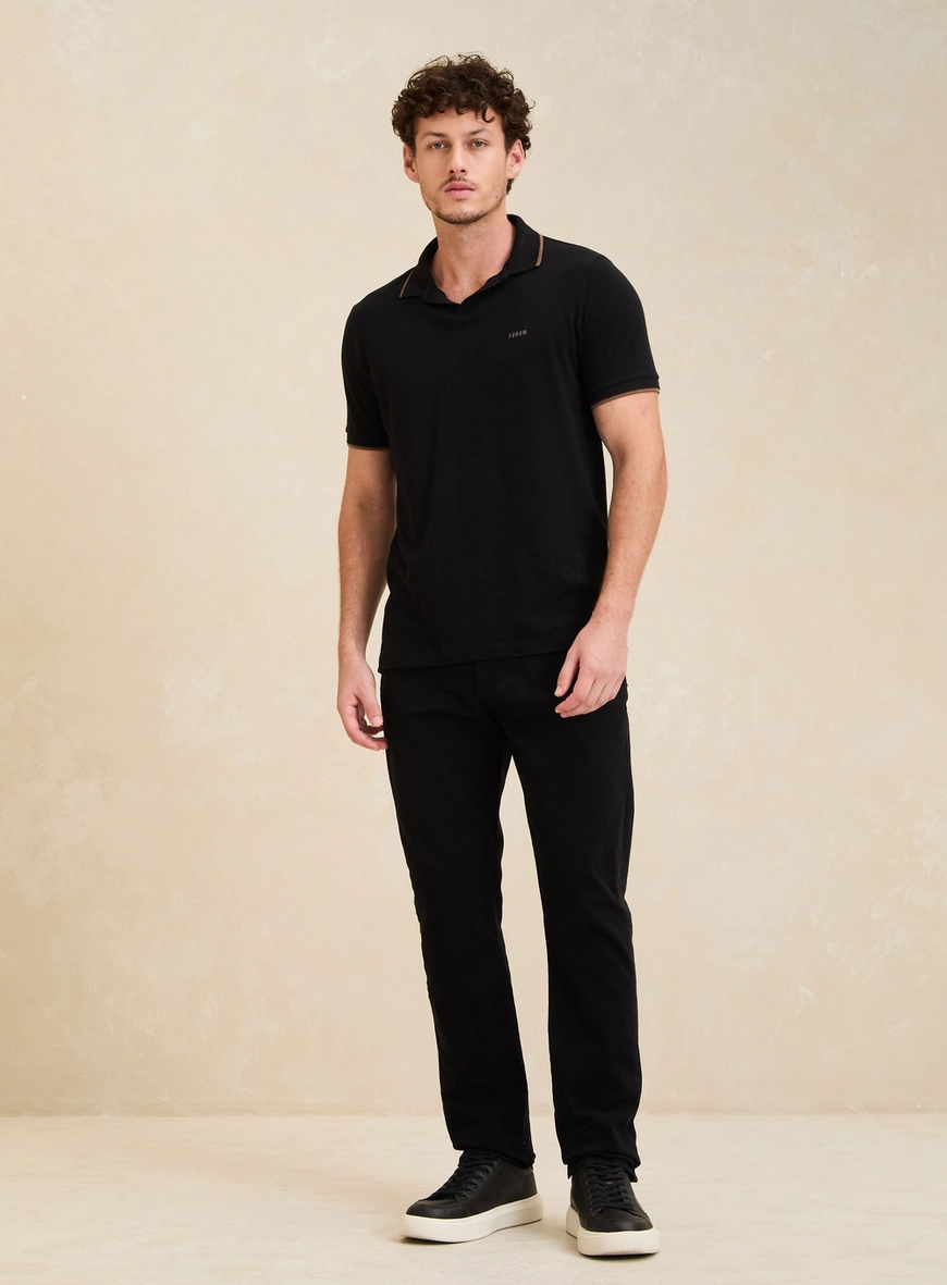Polo Masculina Muscle Piquet Gola Cubana Preto