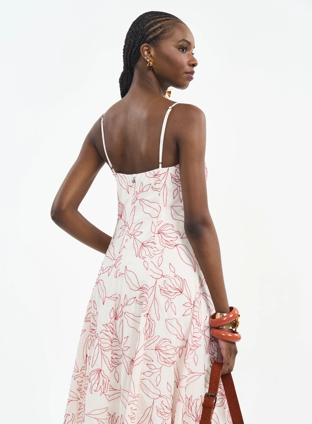 Vestido Midi Estampado Com Alças Finas Estampados