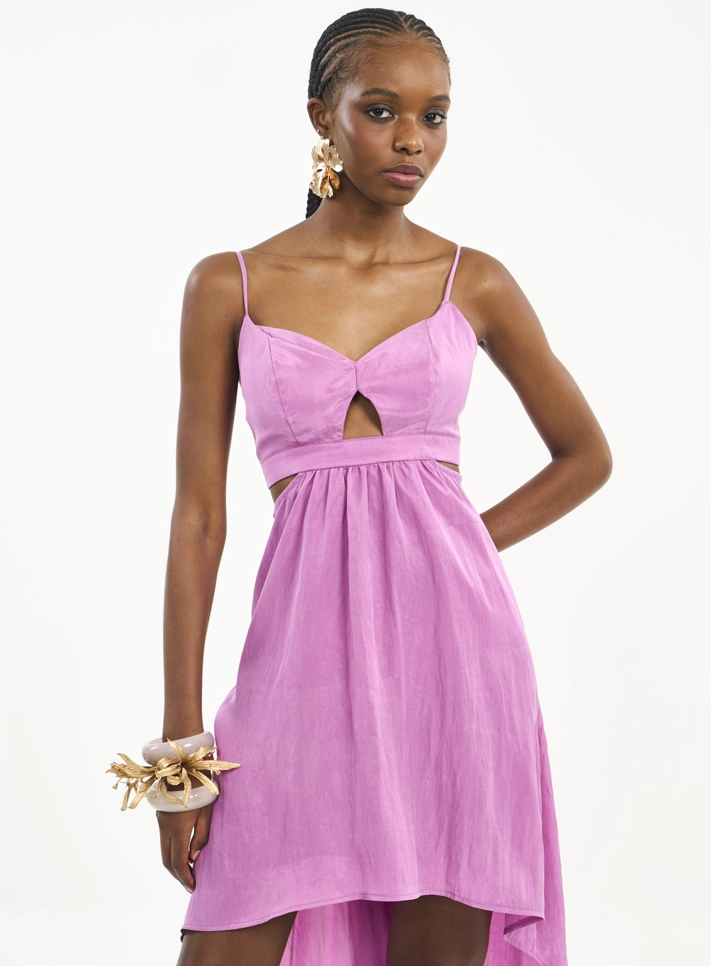Vestido Mullet Com Recortes E Alças Roxo