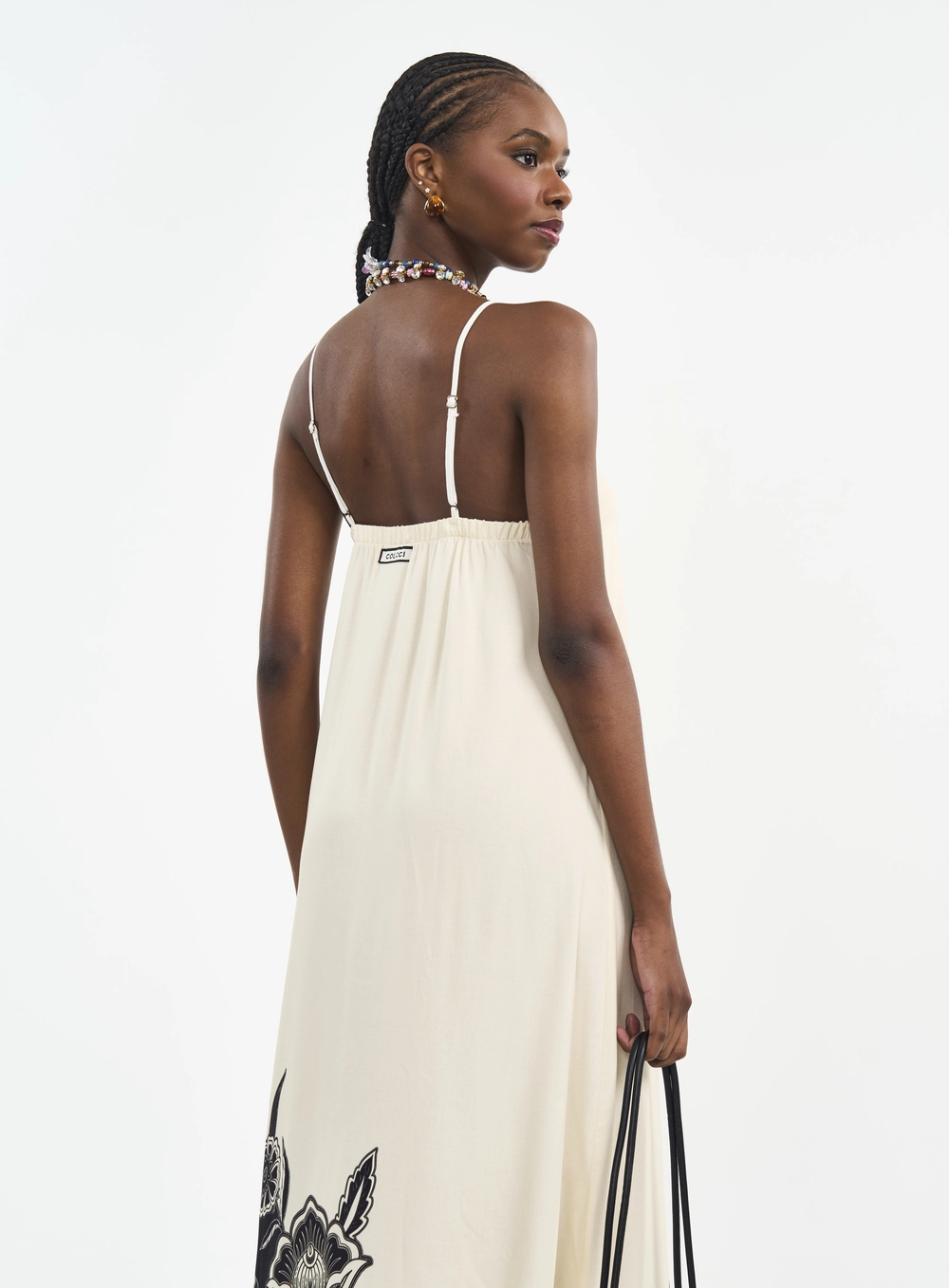Vestido Midi Com Estampa Localizada E Renda Off