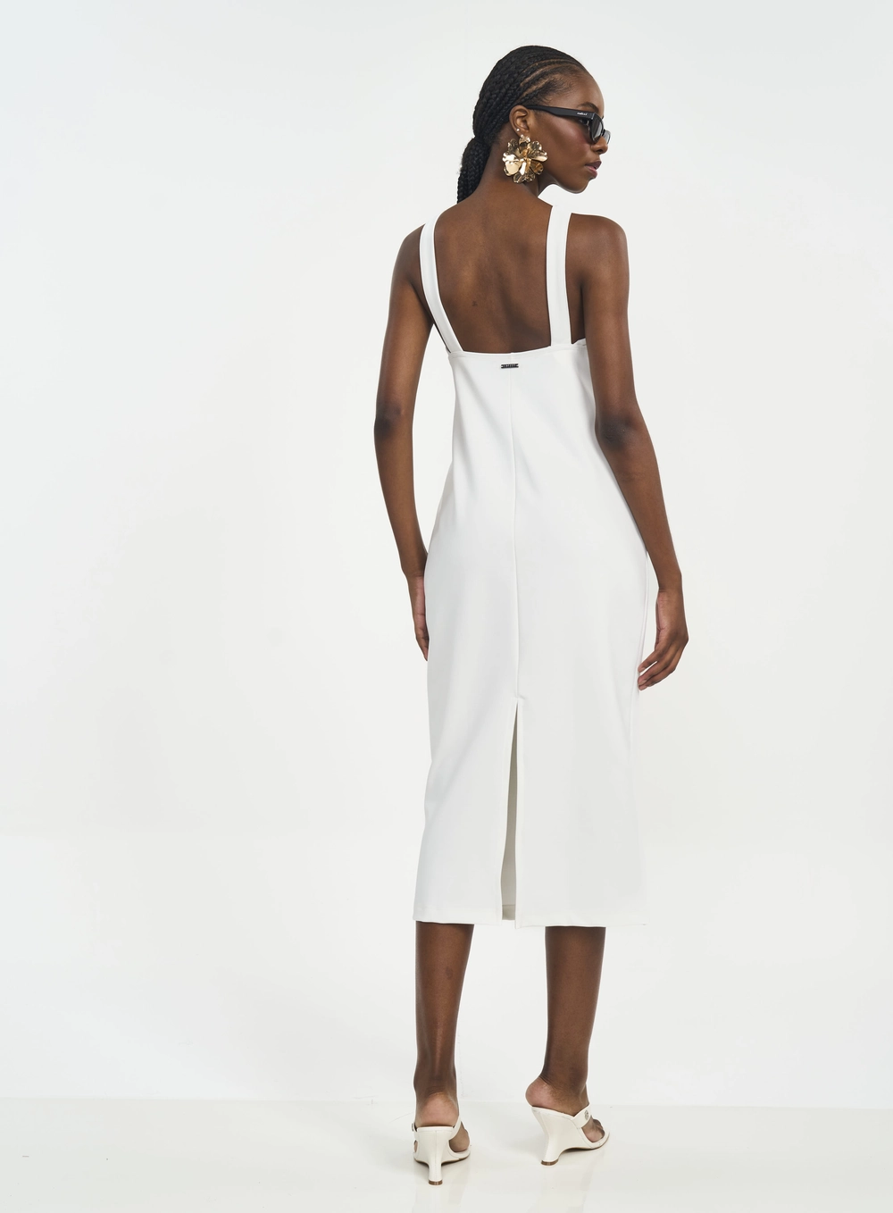 Vestido Midi Com Transpasse E Recorte Off Shell