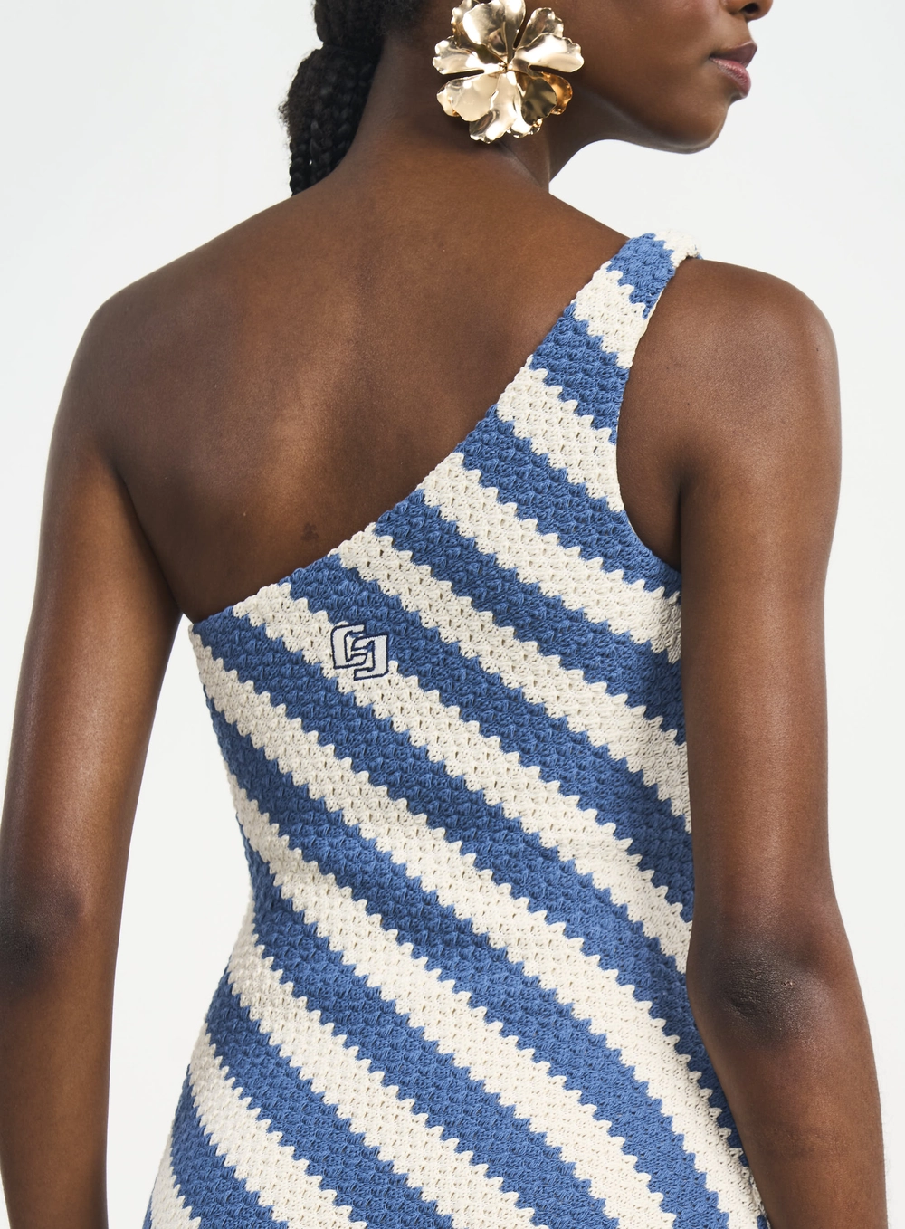 Vestido Midi Ombro Só Com Listras Estampados