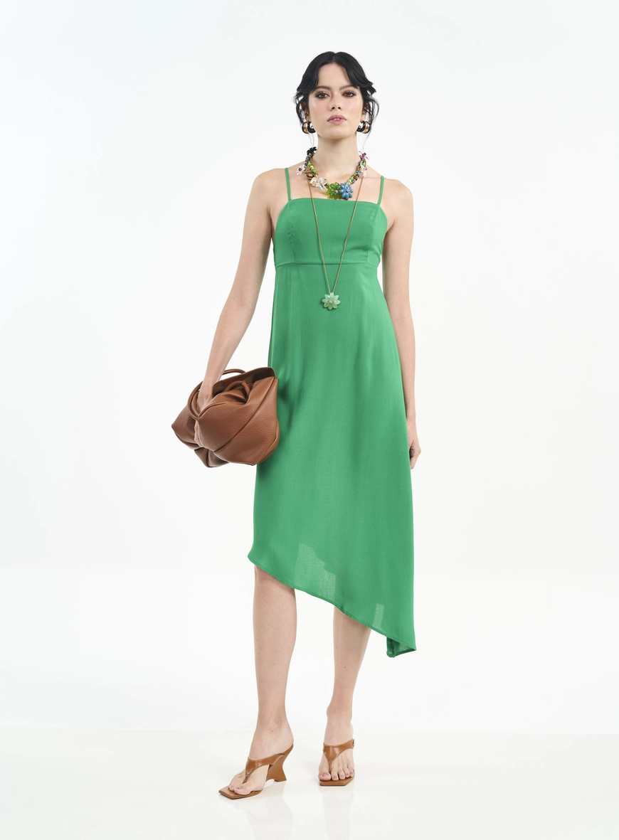 Vestido Midi Com Alças E Amarração
