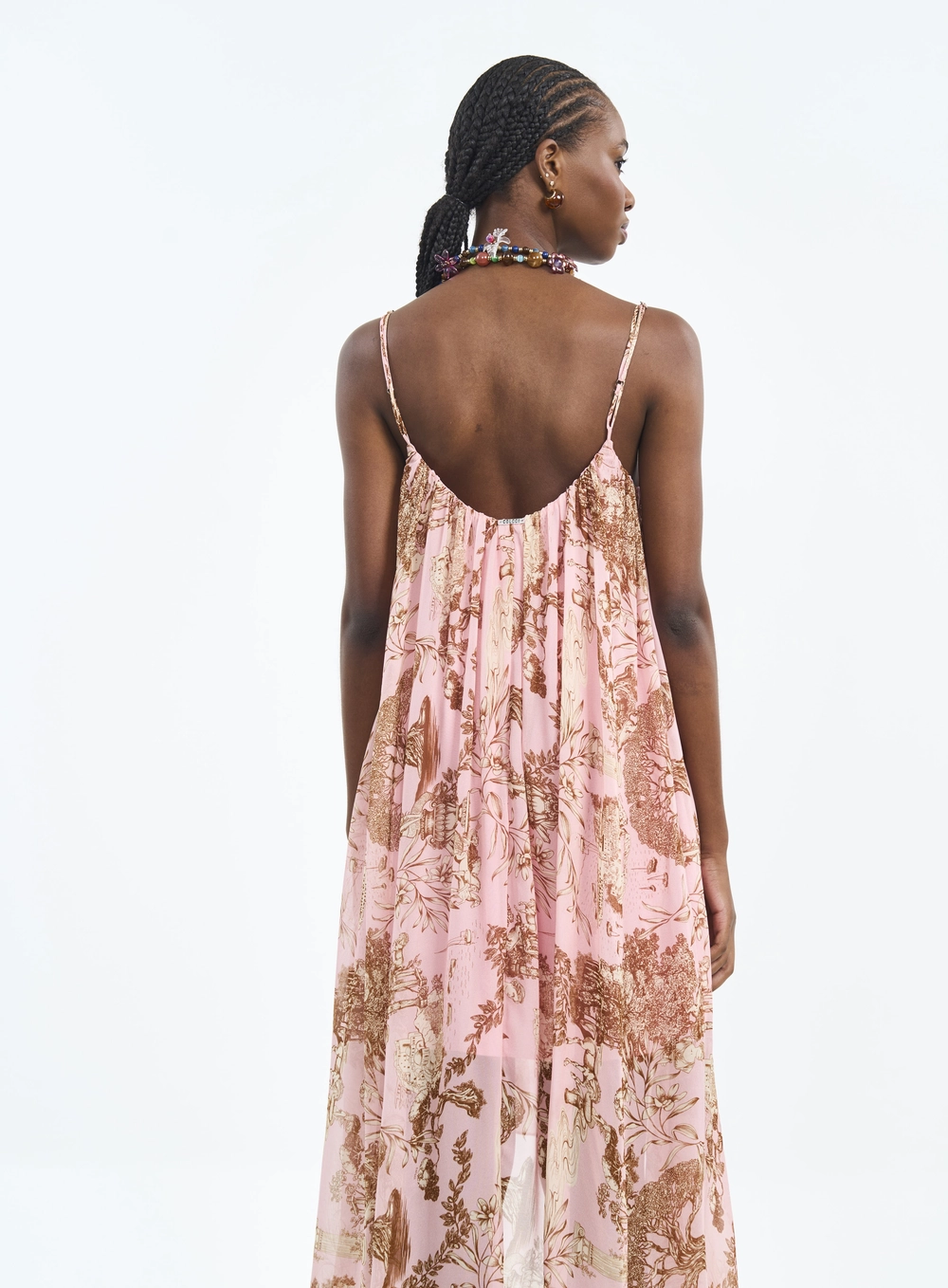 Vestido Midi Estampado Com Barra Assimétrica Estampados
