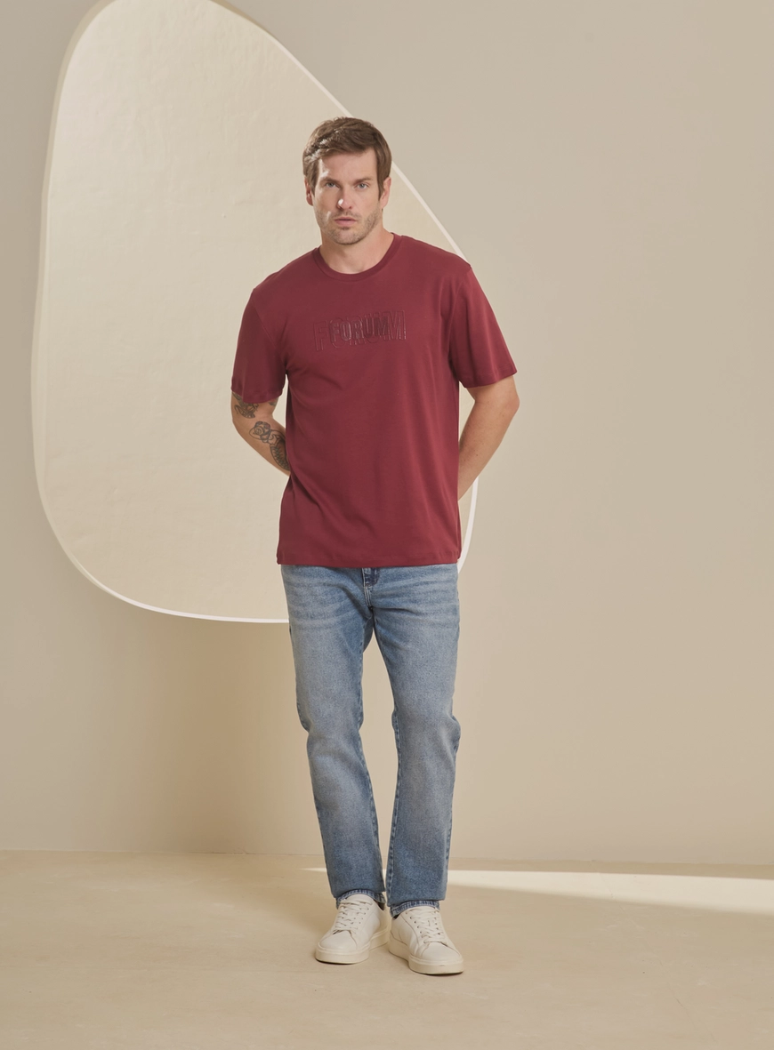 Camiseta Masculina New Box Detalhe Frontal Vermelho 1