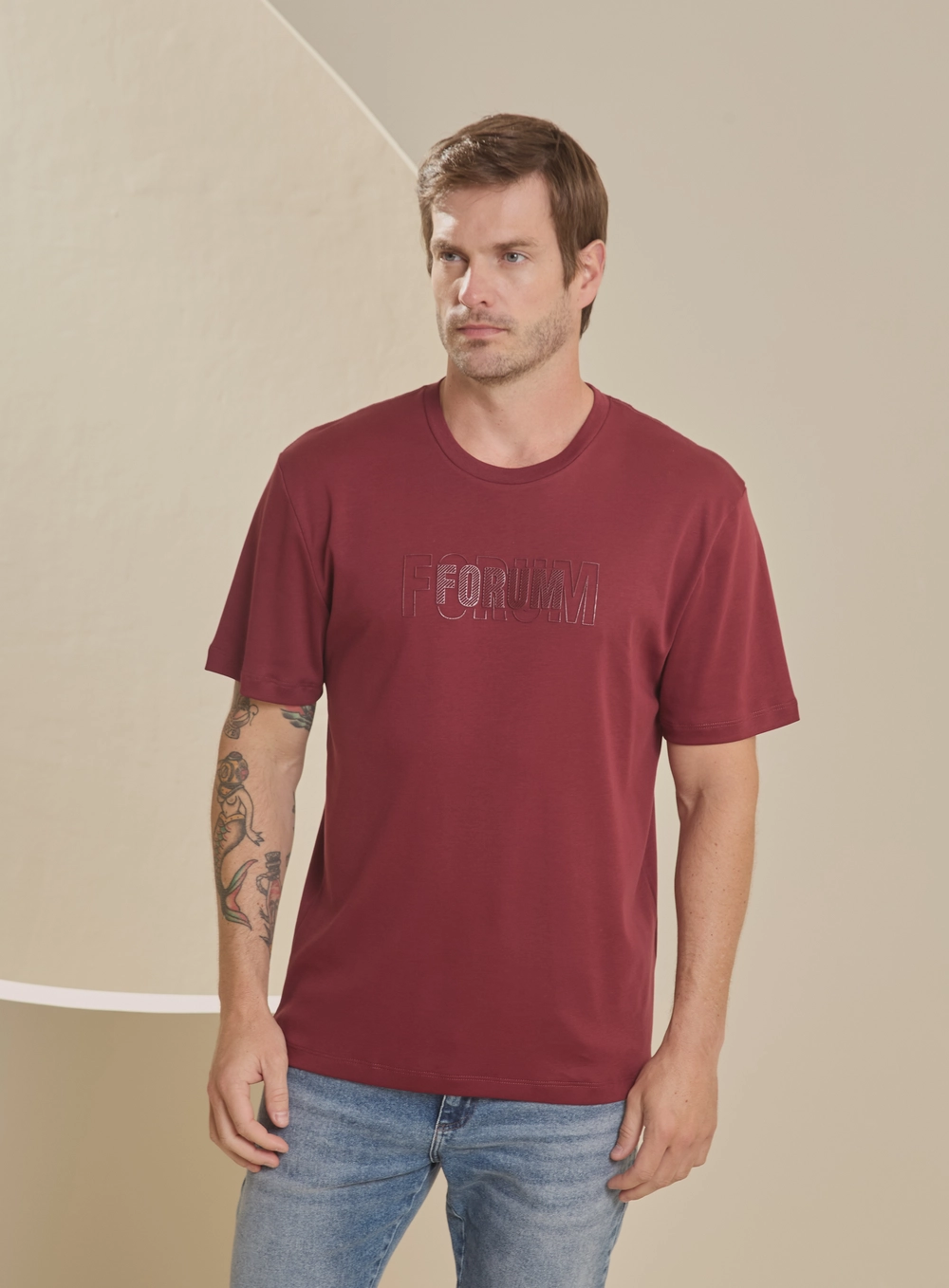 Camiseta Masculina New Box Detalhe Frontal Vermelho 3