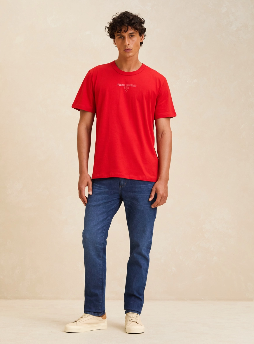 Camiseta Masculina New Box Manga Curta Vermelho