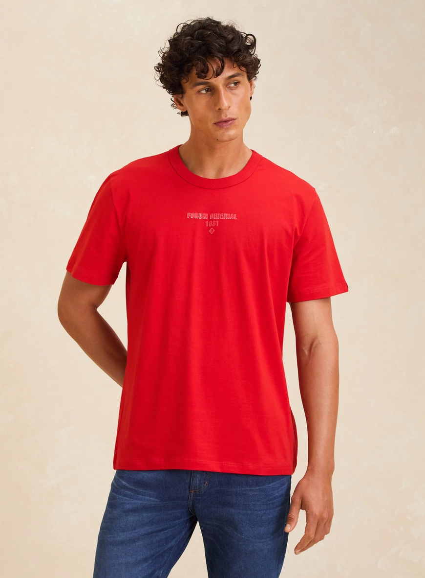 Camiseta Masculina New Box Manga Curta Vermelho