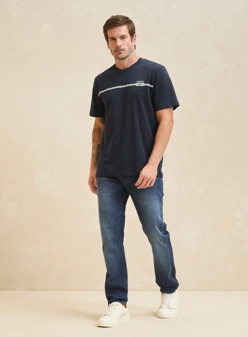 Camiseta Masculina New Box Detalhe Frontal Azul 4