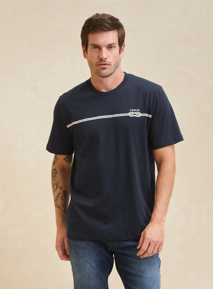 Camiseta Masculina New Box Detalhe Frontal Azul 1