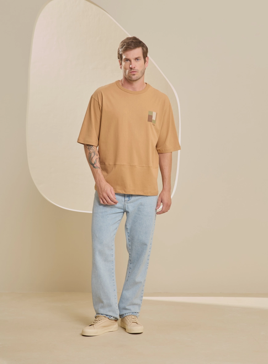 Camiseta Masculina Oversized Bege