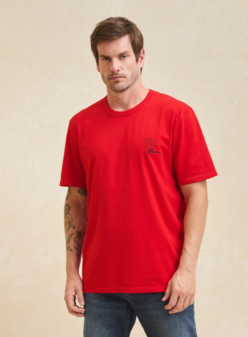 Camiseta Masculina New Box Com Bordado Vermelho 3