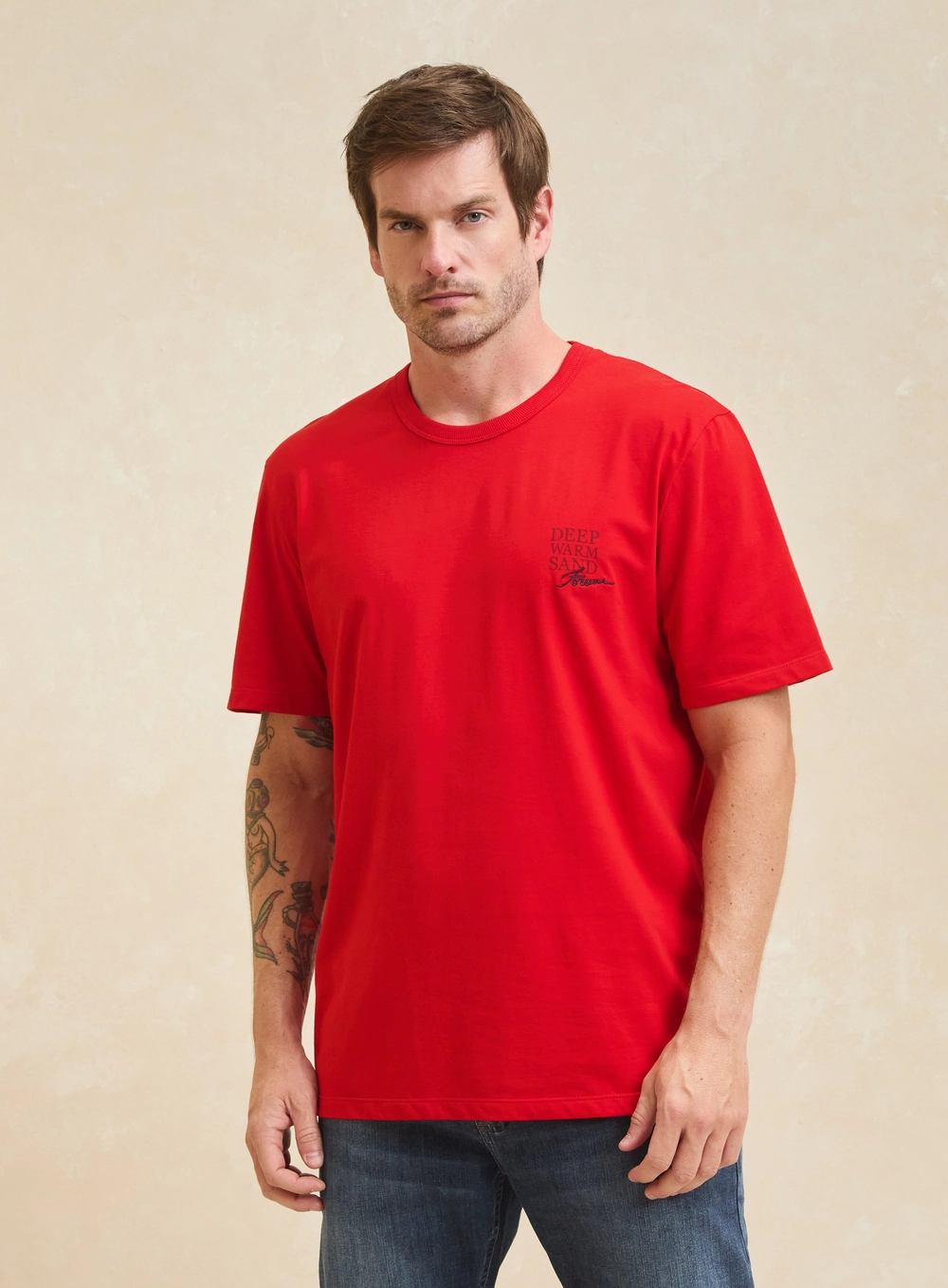 Camiseta Masculina New Box Com Bordado Vermelho 3
