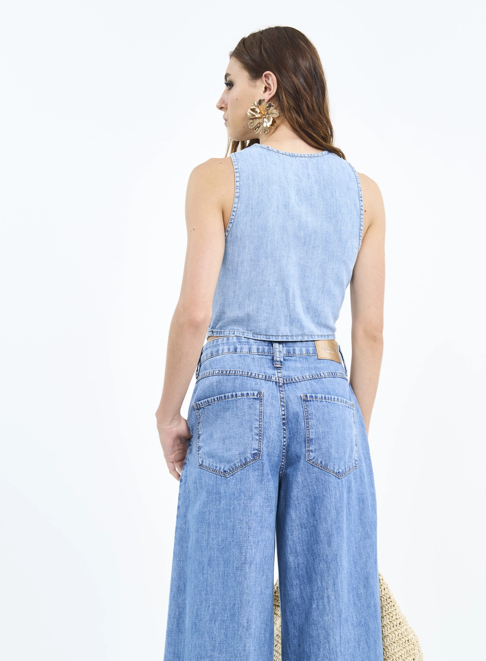 Colete Jeans Alfaiataria Com Botões Índigo