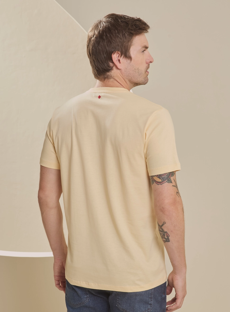Camiseta Masculina New Slim Com Estampa Bege 2
