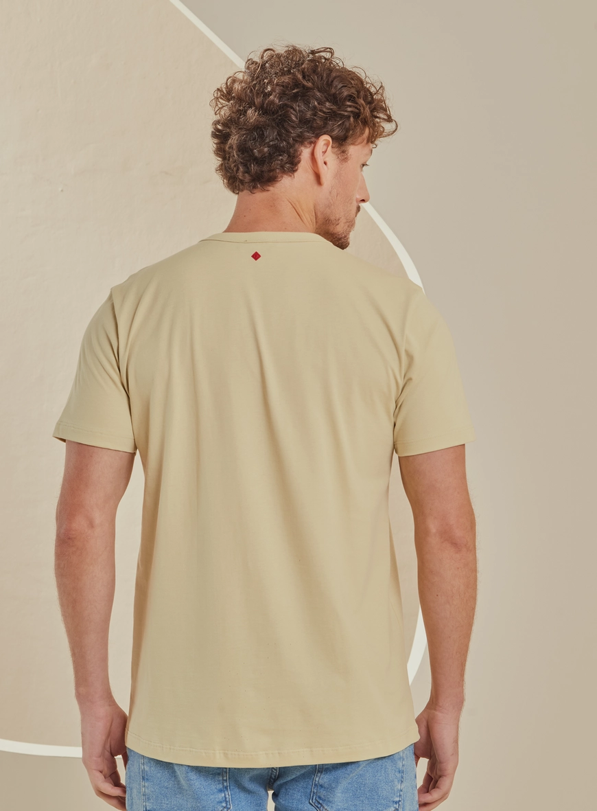 Camiseta Masculina New Box Estampada Bege