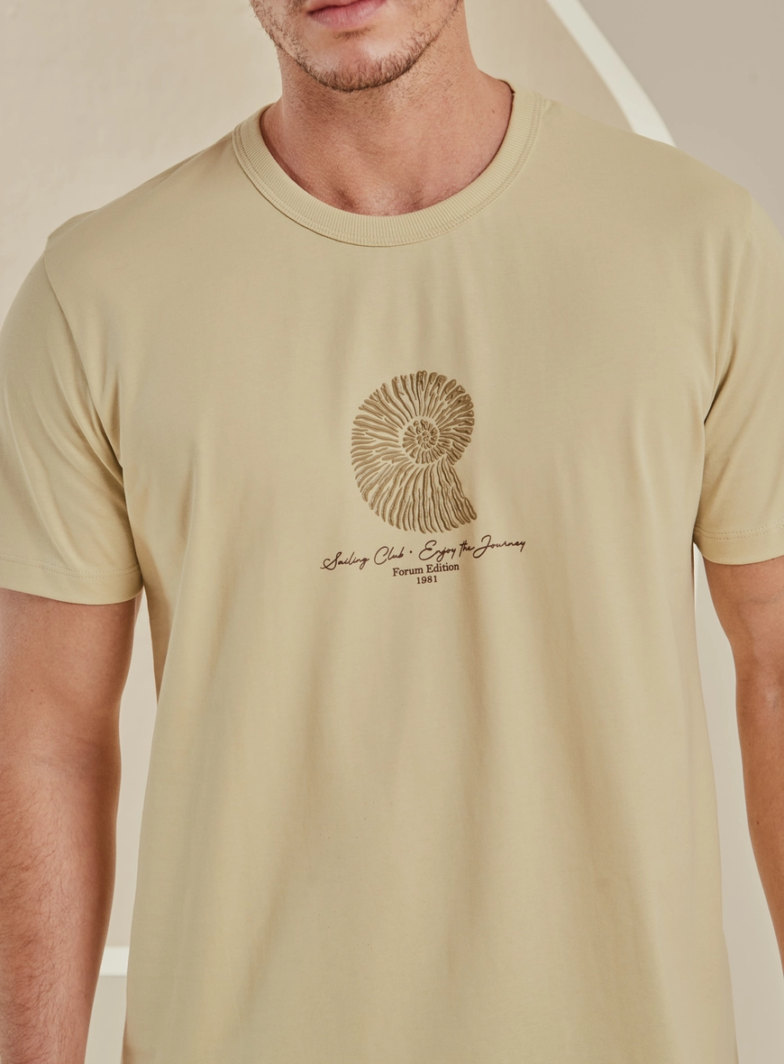 Camiseta Masculina New Box Estampada Bege