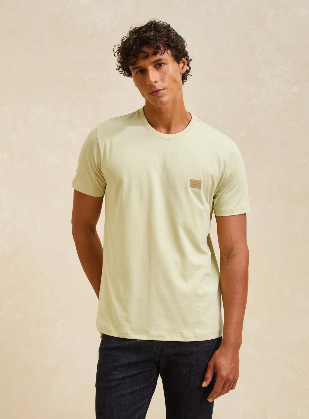 Camiseta Masculina New Slim Bege 3
