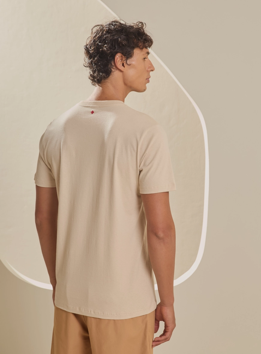 Camiseta Masculina New Slim Com Estampa Bege 2