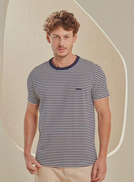 Camiseta Masculina New Slim Listrada