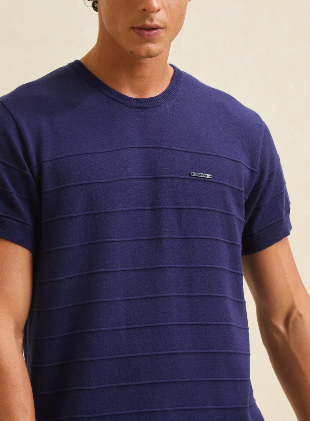 Camiseta Masculina New Slim Tricô Azul 3