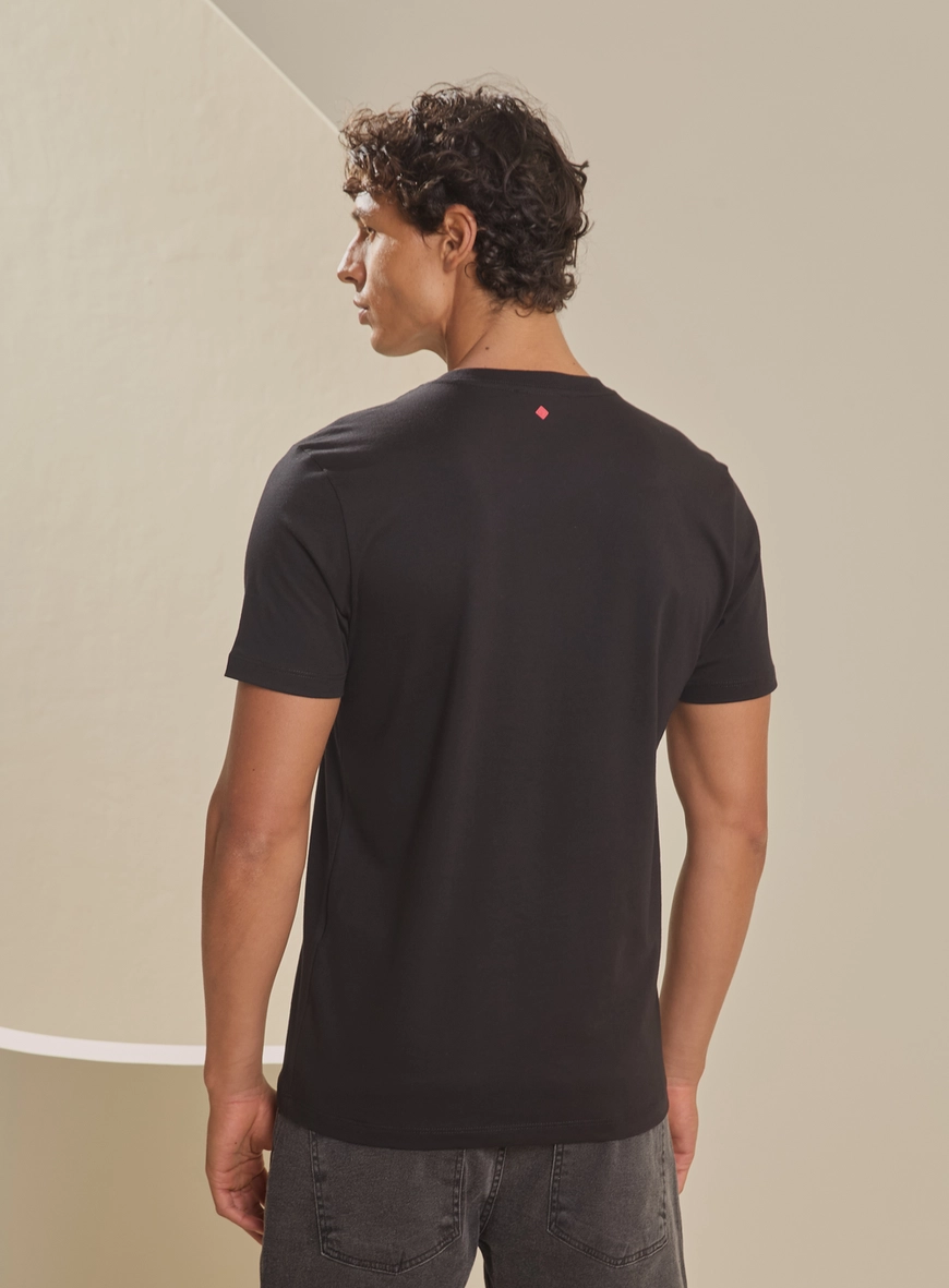 Camiseta Masculina New Slim Com Silk 3d Preto