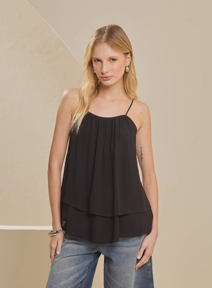 Blusa Alongada Com Sobreposição
