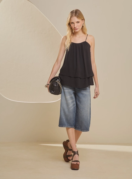 Blusa Alongada Com Sobreposição