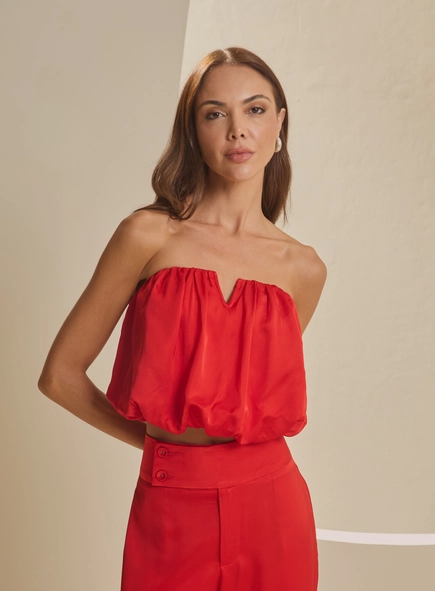 Blusa Tomara Que Caia Decote V Balonê