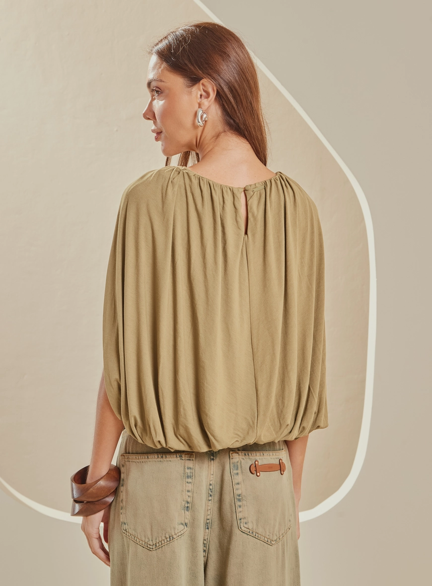 Blusa Cropped Balonê Verde
