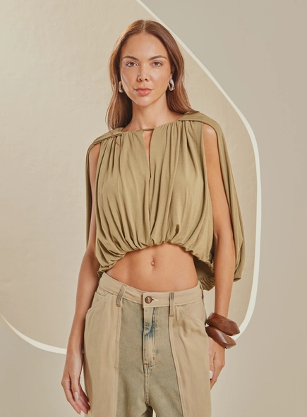 Blusa Cropped Balonê
