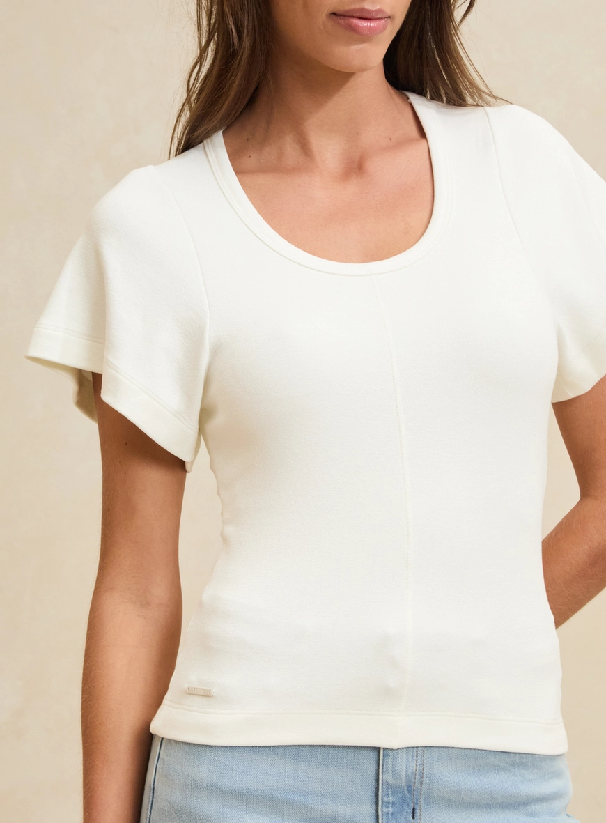 Blusa Slim Manga Evasê Off Shell